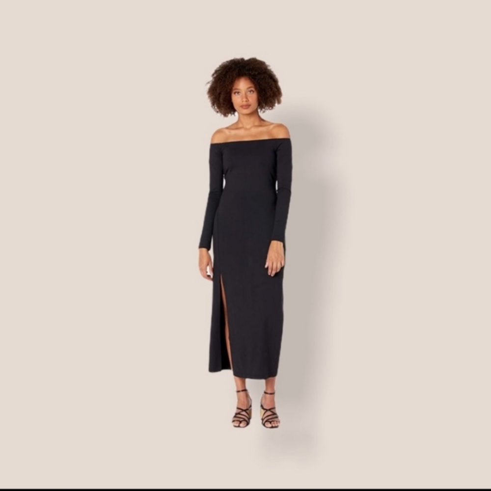 Susana Monaco Long Sleeve Off Shoulder Slit Midi still in original packaging.